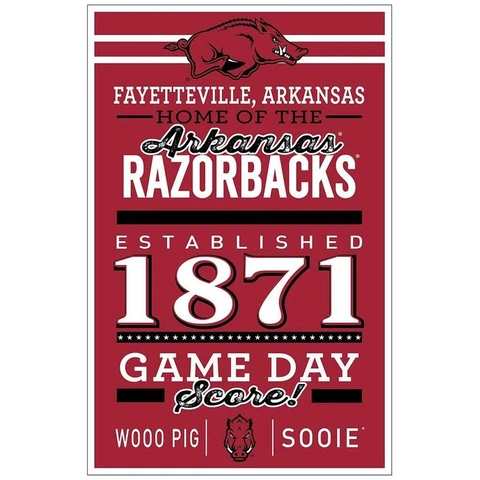 Arkansas Razorbacks 11"x17" Wood Sign Established Design [NEW] NCAA Banner Wall Cover