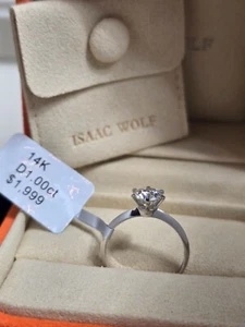 1 Ct Round Cut Moissanite Solitaire Engagement Ring Solid 14K White Gold sz 6.5 - Picture 1 of 9