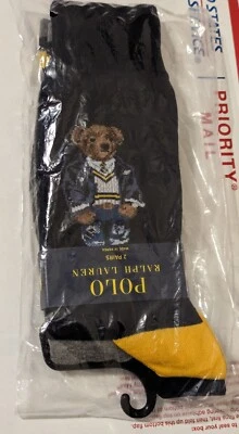 🔥¡RARO!🔥 Polo Ralph Lauren Para hombres Gris Marino Oso Vestido Calcetines Paquete de 2 🔥¡NUEVO!🔥 Foto 1 de 4
