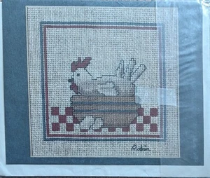 Sitzende Henne Robin Rowe Kreuzstichmuster Grafik Grüße  - Bild 1 von 2