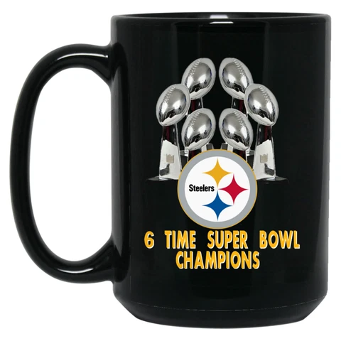 Pittsburgh Steelers 6 Time Super Bowl Champions 15 oz Ceramic Coffee Mug Cup Cover