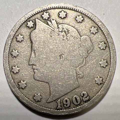 1902 Liberty Head " V " Nickel Philadelphia Mint USA Type Coin -Actual Photos A1 Cover