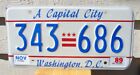 1989 Washington DC CAPITAL CITY License Plate SUPERB QUALITY # 343 686