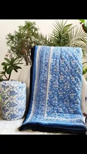 Wendedruck Baumwolle Tagesdecke Decke Quilt Überwurf Indian Queen Winter Razai - Bild 1 von 1