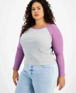 Top TRENDS alla moda taglie forti manica Raglan bloccati a colori in lavanda 2X - Foto 1 di 1