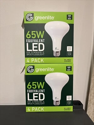 GreenLite Bulbs 8W LED 65W Equivalent Dimmable Floodlight 2 Of The 4 Pack Br30 - Image 1 of 4