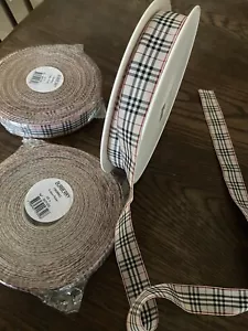 Authentic Burberry NOVA Check Plaid Ribbon 1"W Roll Lot 100 Yard NEW Rare HTF - Picture 1 of 3