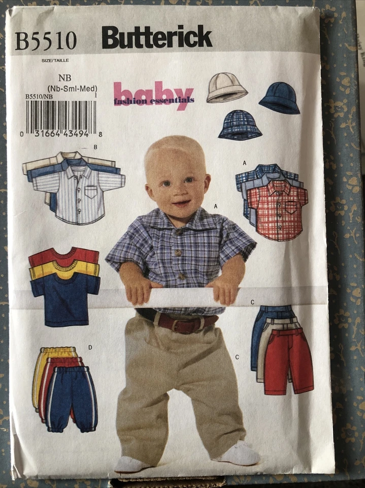 Butterick 5510 Size NB-Med Infants' Shirt T-Shirt Pants Hat - Image 1 of 1