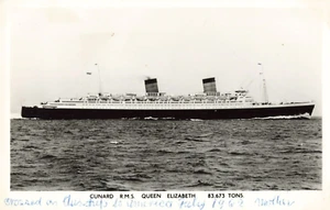 Postcard Cunard Line R.M.S. Queen Elizabeth RPPC World's Largest Liner c.1962 - Imagen 1 de 2