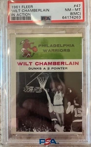 1961 Fleer Wilt Chamberlain Rookie Card #47 - Certified PSA 8 MC - Rare Grade! - Picture 1 of 2