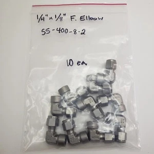 10 - Swagelok Stainless Steel 1/4" x 1/8" Female Elbow SS-400-8-2 New Old Stock - Picture 1 of 8