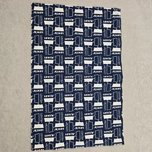Levis Fabric Remnant 16.5x11 in Blue White Logo Print Cotton Sewing Material - Picture 1 of 7