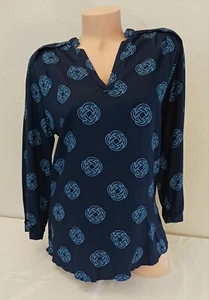 Escapada dunkelblau Kettenglieder V-Ausschnitt Bluse Top Größe Medium M - Bild 1 von 6