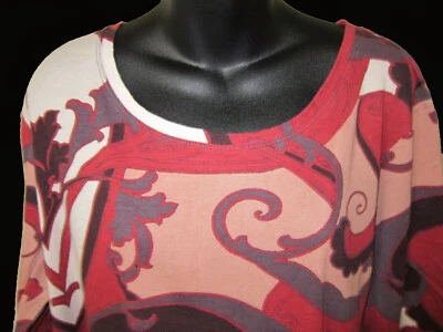 2X Daisy Fuentes Paisley Print Pullover Red Maroon Long Sleeve Scoop Neck Cotton - Image 1 of 4