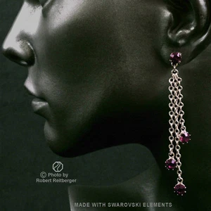 Ohrhänger mit 4 Swarovski Elements Kristallen in der Farbe Amethyst - Picture 1 of 1