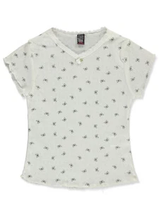 Star Ride Girls' Floral Pointelle T-Shirt Color: almond blossom Size: 4 - Picture 1 of 10