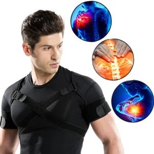 Adjustable Posture Corrector Back Double Shoulder Support Brace Belt Men Women - Picture 1 of 11