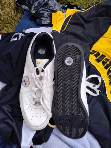 NFL Reebok Pittsburgh Steelers Leather Shoes Mens Size 13 Super Bowl XL White Cover