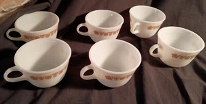 6 Vintage Pyrex Butterfly Gold 1960's Corning USA C Handle Cups - Picture 1 of 2