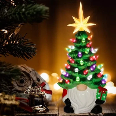 Lighted Up Gnomes Ceramic Christmas Tree 46 Multicolored Lights Hand-Painted - Image 1 of 4