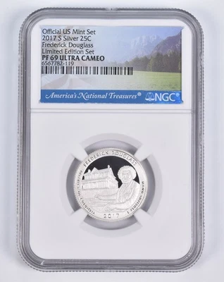 2017-S Silver PF69 ANT Frederick Douglass Quarter Limited Edition NGC *2043 - Image 1 of 4