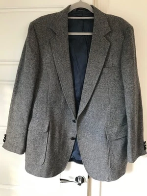 Imperial by Haggar Men's Tweed Herringbone 100% Wool Blazer Jacket Grey/blue 44 - Image 1 of 4