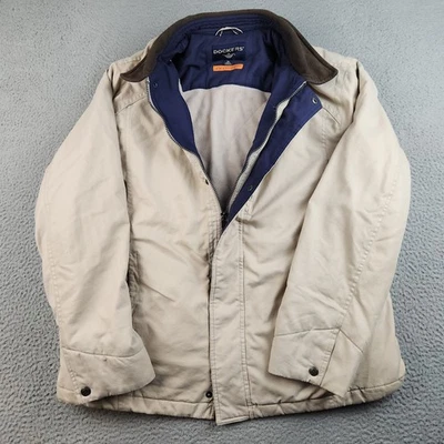 Dockers Stain Defender Extra Large Beige Suede Collar Bomber Lined Coat Jacket - Image 1 of 4
