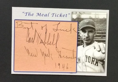 Carl Hubbell Autograph Custom 3x5 Cut Card HOF Giants Signed - Image 1 of 3