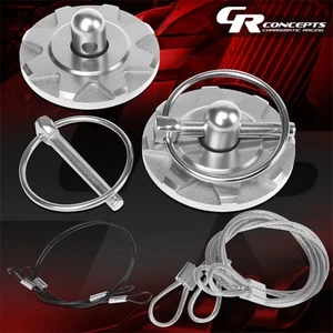 60MMx28MM PLATA ALUMINIO CNC BILLET CAMPANA PASADOR PLACAS + CABLE + CINTA ADHESIVA JDM MODS - Imagen 1 de 7