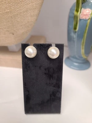Pendientes Pearlfection® Blanco Mar del Sur Simulante Rodio Sobre Plata de Ley Foto 1 de 2