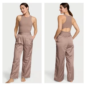 Victoria Secret VSX Lux Glossy Sport Wide-Leg Jumpsuit Shimmer Sheen Stretch SM - Picture 1 of 16
