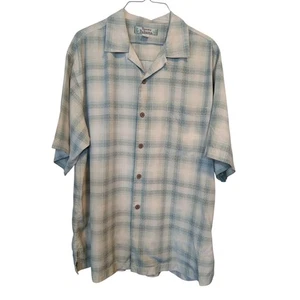 Tommy Bahama 100% Silk Yellow/Green Short Sleeve Button Down Shirt Top Men's MED - Picture 1 of 6
