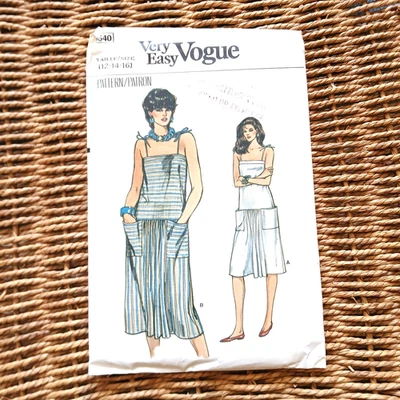 Vintage 1980s Very Easy Vogue Sewing Pattern 8640 Strappy Summer Dress 12 - 16 - Image 1 of 3