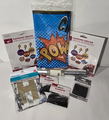 ¡NUEVO! Kit de decoraciones de suministros de fiesta de cumpleaños con temática "Superhéroe" #1 - 8 piezas Foto 1 de 4