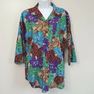 Vintage 80s California Connection Oversized Floral Shirt Tunic Button Down Sz M - Picture 1 of 4
