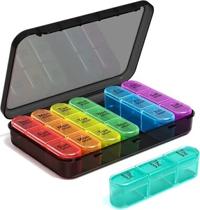 Weekly Pill Organizer 3 Times a Day – 7 Day Large Pill Box with 21 Compartments - Picture 1 of 8