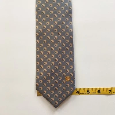 Corbata Gianni Versace gris y dorado l 56" w 3.75" Italia seda medusa corbata pa0083 Foto 1 de 4