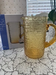 Brocca di STUDIO NOVA.  Succo Acqua Colore Ambra Alto 8,5” Nuovo - Foto 1 di 7