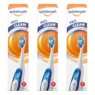 3 Pack Arm & Hammer Spinbrush Pro Clean Battery Toothbrush, Medium, 1 ea - Image 1 of 4