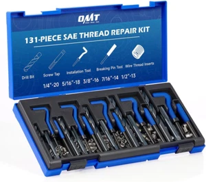 Kit Riparazione Filetti, SAE Helicoil Kit Riparazione con Punte Trapano HSS Inserti Filettati... - Foto 1 di 12