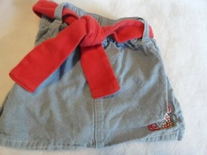NWOT VTG Girls Sesame Street Denim Embroidered Skort w/Red Sash Belt - SZ 12 MOS - Picture 1 of 3