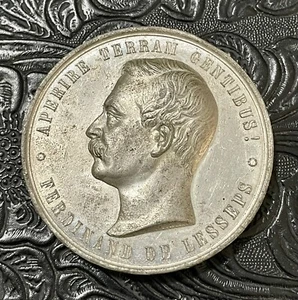 FRANCE EGYPT 1869 WHITE MEDAL. OPENING OF THE SUEZ CANAL. 50MM. RARE. - Picture 1 of 2