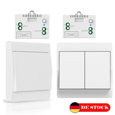 Funk-Wechsel-Schalter Wand-Sender Unterputz Einbauschalter Empfänger kabellos DE - Bild 1 von 4