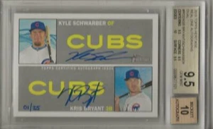 Topps Heritage 2016 Real One Auto. DUAL #RODASB BRYANT/NEGRO 01/25 BGS 9.5 - Imagen 1 de 4