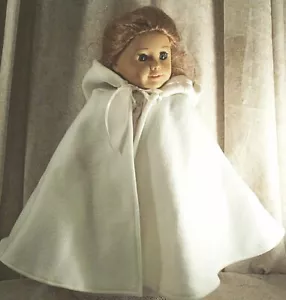 Ropa de muñeca hecha 2 ajuste American Girl 18" pulgadas capa lana de marfil con capucha - Imagen 1 de 1