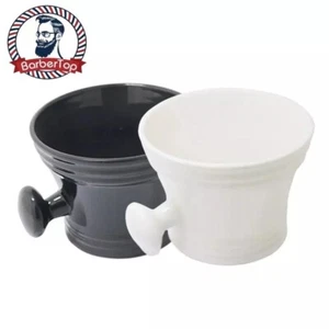WHITE BLACK Shaving Soap Bowl /Mug With Handle unbreakable plastic light weight - Picture 1 of 34