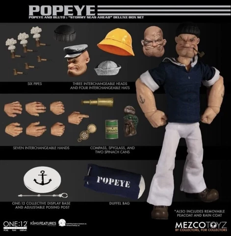 Mezco One:12 Stormy Seas Ahead Popeye ONLY Complete NO Bluto New and Untouched Cover