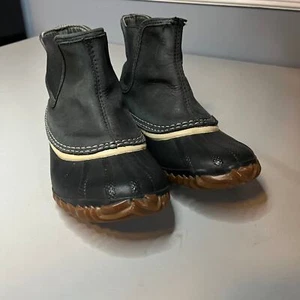 Sorel Boots Womens Size 5 Out N About Chelsea Duck Black Leather Ankle Booties - Picture 1 of 6