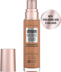 Maybelline Dream Radiant Liquid Hydrating Foundation w Collagen - Caramel 120 - Picture 1 of 5