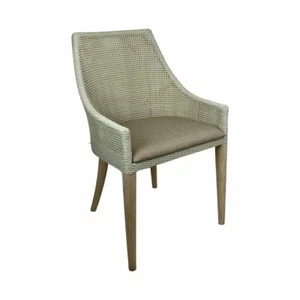 PEPPI OUTDOOR ARMCHAIR EASY CHAIR TEAK/ANTIQUE WHITE RATTAN - Picture 1 of 6